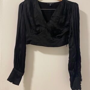 Black satin crop top